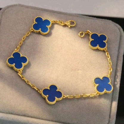 [⭐Shinejoy] CLOVER 5 MOTIF BLUE AGATE BRACELET COLLECTION