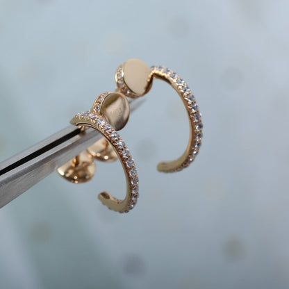 [⭐Shinejoy]JUSTE EARRINGS 12.75MM PINK GOLD DIAMOND