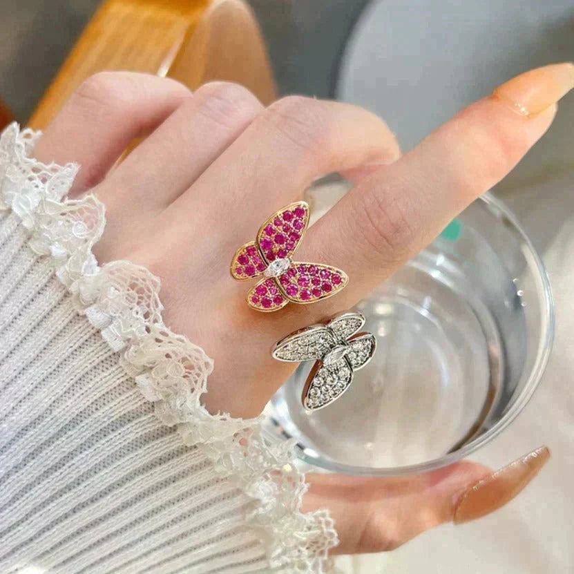 [⭐Shinejoy]TWIN BUTTERFLY DIAMOND RING