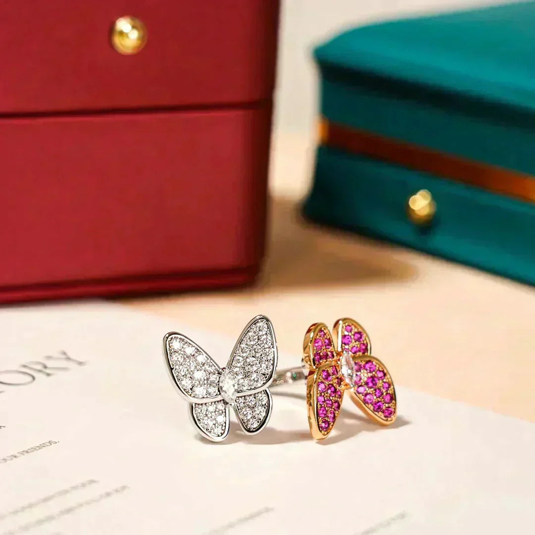 [⭐Shinejoy]TWIN BUTTERFLY DIAMOND RING