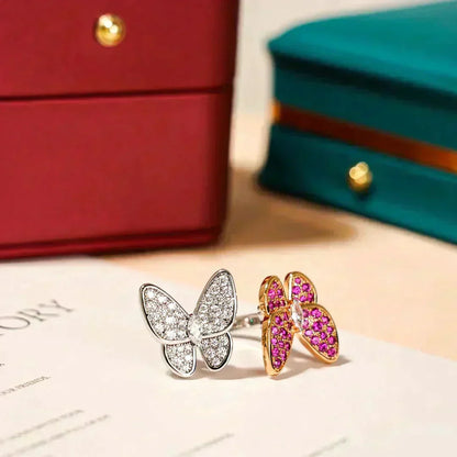 [⭐Shinejoy]TWIN BUTTERFLY DIAMOND RING