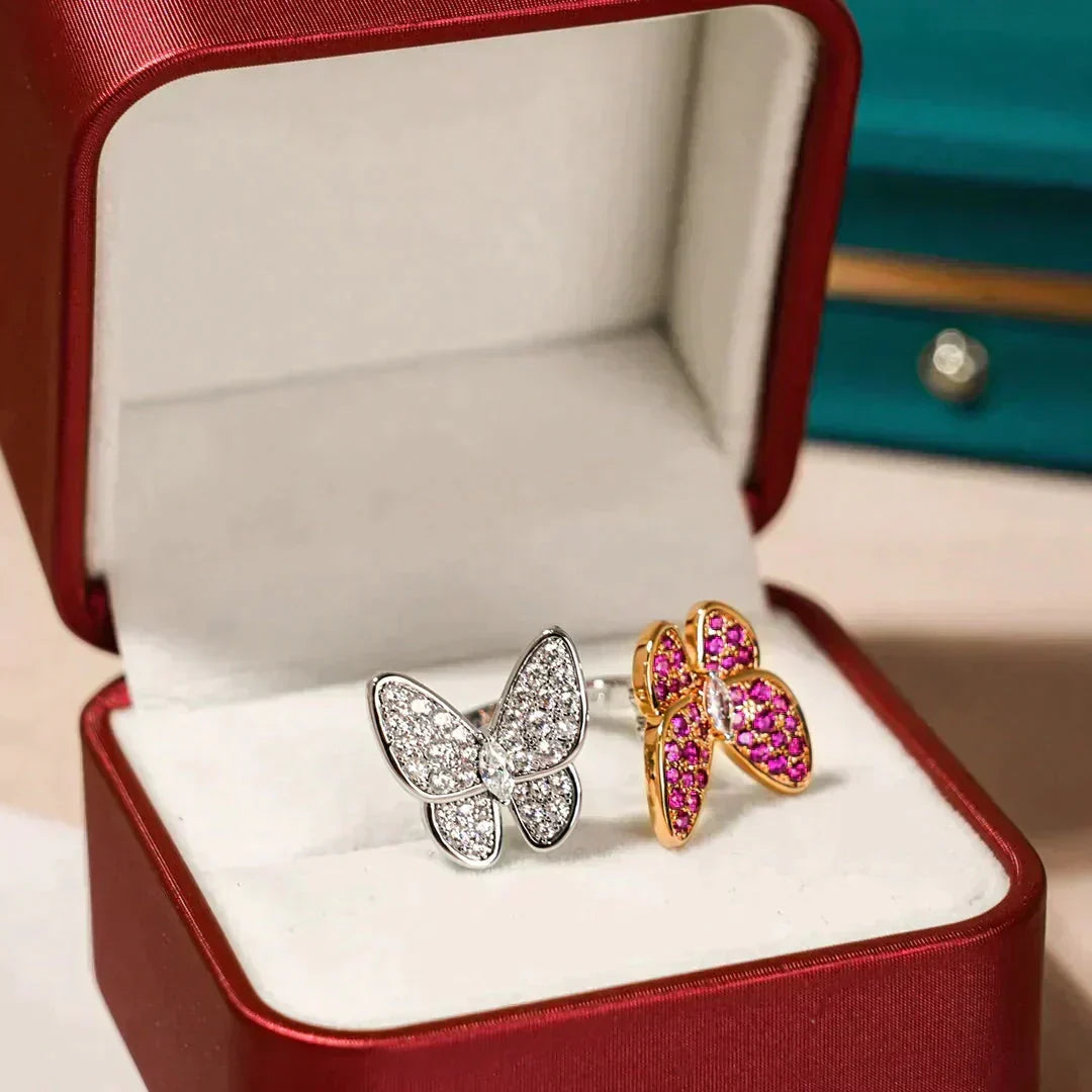 [⭐Shinejoy]TWIN BUTTERFLY DIAMOND RING