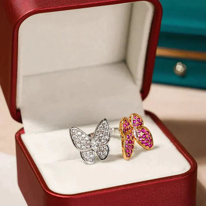 [⭐Shinejoy]TWIN BUTTERFLY DIAMOND RING