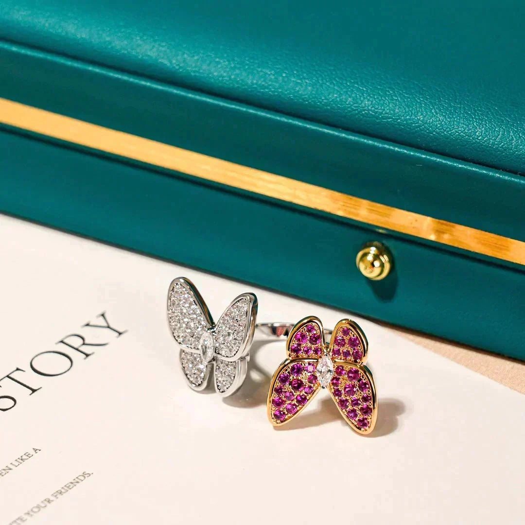 [⭐Shinejoy]TWIN BUTTERFLY DIAMOND RING
