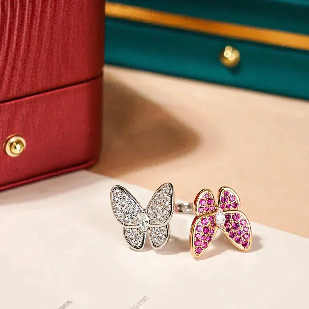 [⭐Shinejoy]TWIN BUTTERFLY DIAMOND RING