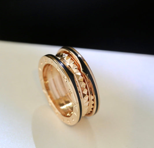 [⭐Shinejoy]ZERO 1 PINK GOLD BLACK CERAMIC RING