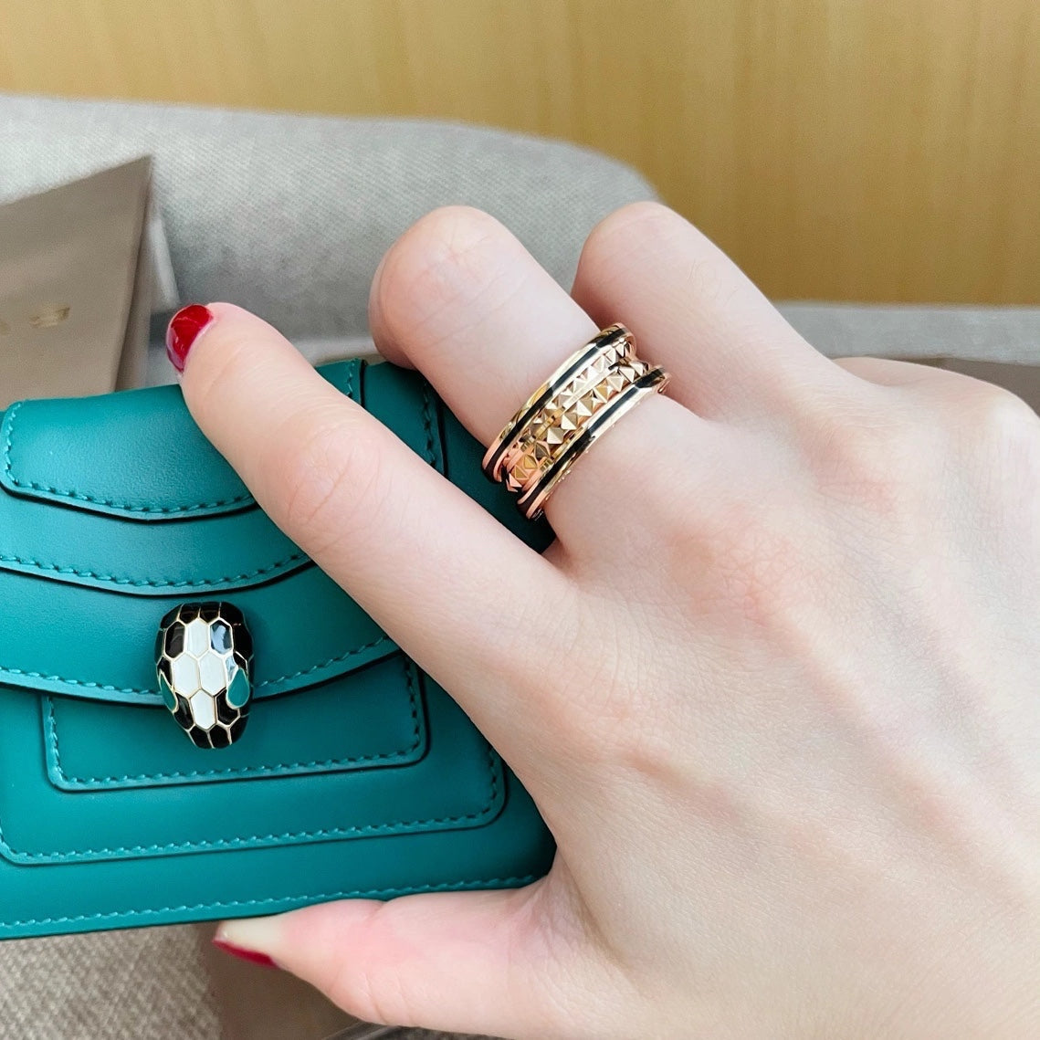 [⭐Shinejoy]ZERO 1 PINK GOLD BLACK CERAMIC RING