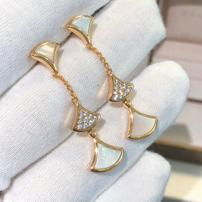 [⭐Shinejoy]DREAM EARRINGS 3 MOTIFS DIAMOND MOP PINK GOLD