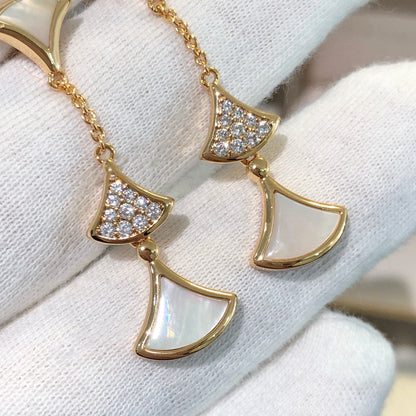 [⭐Shinejoy]DREAM EARRINGS 3 MOTIFS DIAMOND MOP PINK GOLD