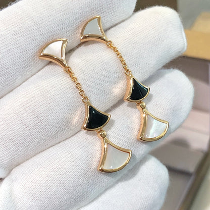 [⭐Shinejoy]DREAM EARRINGS 3 MOTIFS ONYX MOP PINK GOLD
