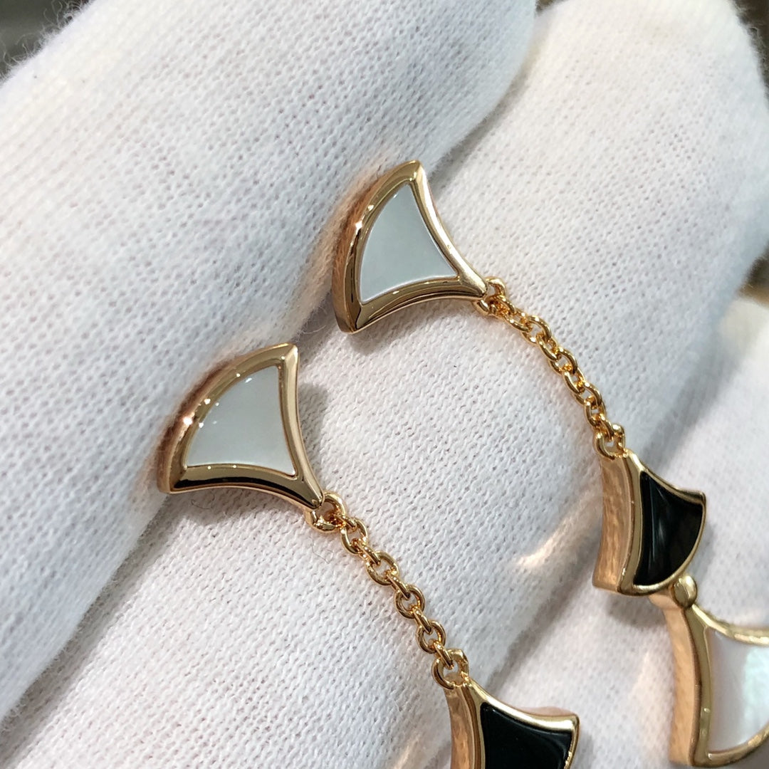[⭐Shinejoy]DREAM EARRINGS 3 MOTIFS ONYX MOP PINK GOLD