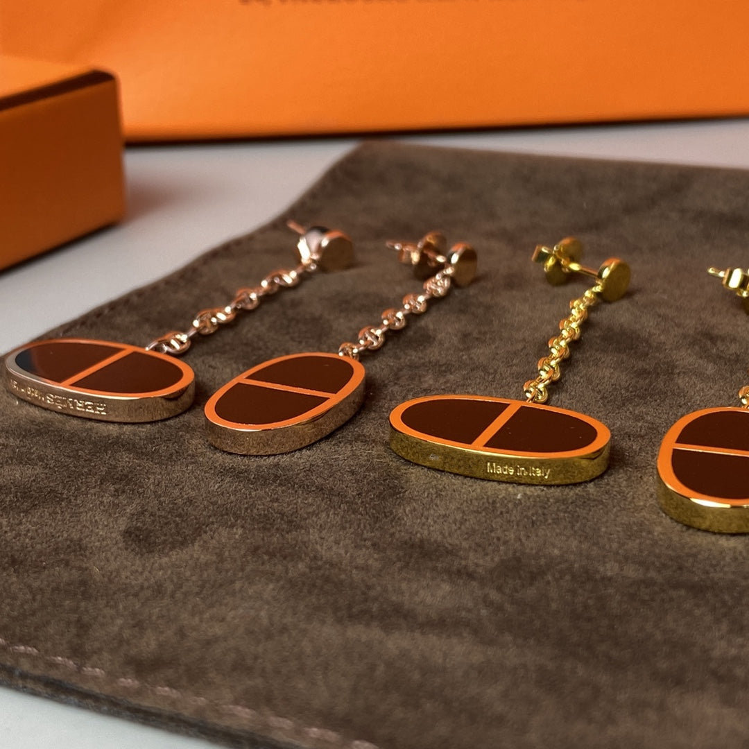 [⭐Shinejoy]CHAINE VERSO BLACK CERAMIC EARRINGS