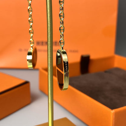 [⭐Shinejoy]CHAINE VERSO BLACK CERAMIC EARRINGS