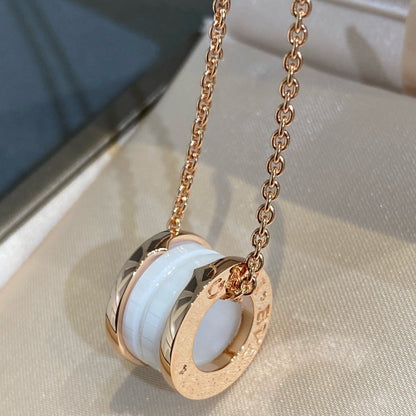 [⭐Shinejoy]ZERO 1 WHITE CERAMIC PINK GOLD NECKLACE