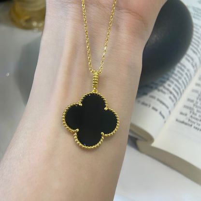 [⭐Shinejoy]CLOVER 25MM NECKLACE GOLD ONYX