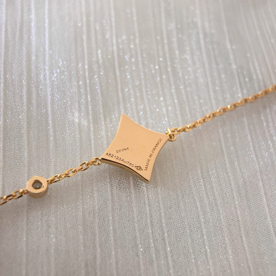 [⭐Shinejoy]COLOR STAR CARNELIAN PINK GOLD DIAMOND BRACELET