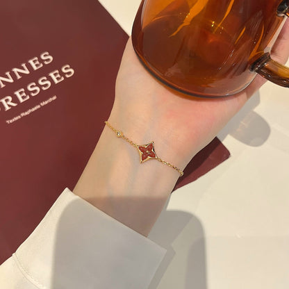 [⭐Shinejoy]COLOR STAR CARNELIAN PINK GOLD DIAMOND BRACELET