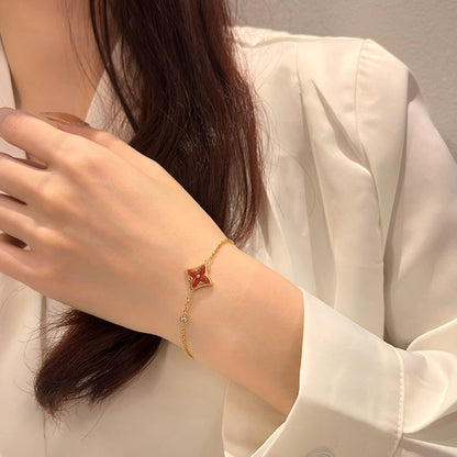 [⭐Shinejoy]COLOR STAR CARNELIAN PINK GOLD DIAMOND BRACELET