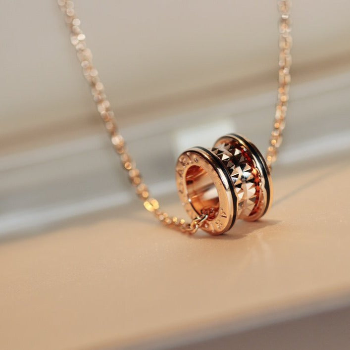 [⭐Shinejoy]ZERO 1 ROCK PEDANT PINK GOLD BLACK NECKLACE