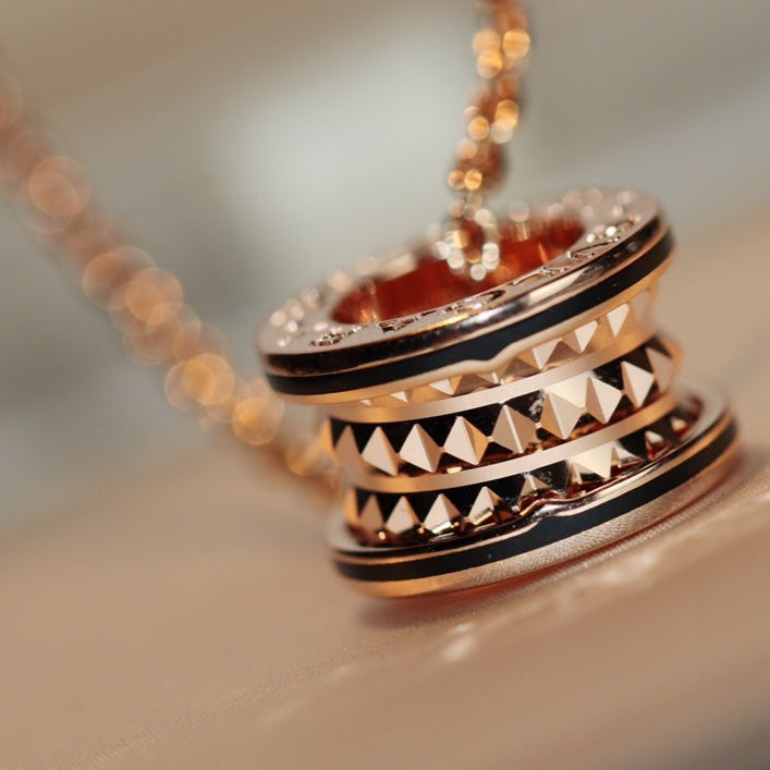 [⭐Shinejoy]ZERO 1 ROCK PEDANT PINK GOLD BLACK NECKLACE