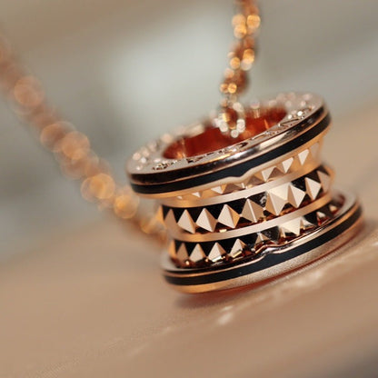 [⭐Shinejoy]ZERO 1 ROCK PEDANT PINK GOLD BLACK NECKLACE