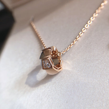 [⭐Shinejoy]SERPENTI PEDANT DIAMOND PINK GOLD NECKLACE