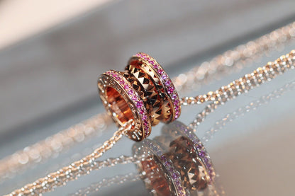 [⭐Shinejoy]ZERO 1 ROCK PINK GOLD PINK DIAMOND NECKLACE