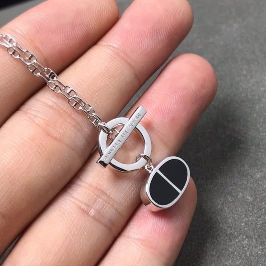 [⭐Shinejoy]CHAINE VERSO BLACK CERAMIC  NECKLACE