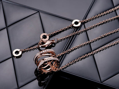 [⭐Shinejoy]ZERO 1 PINK GOLD DIAMOND OPEN NECKLACE