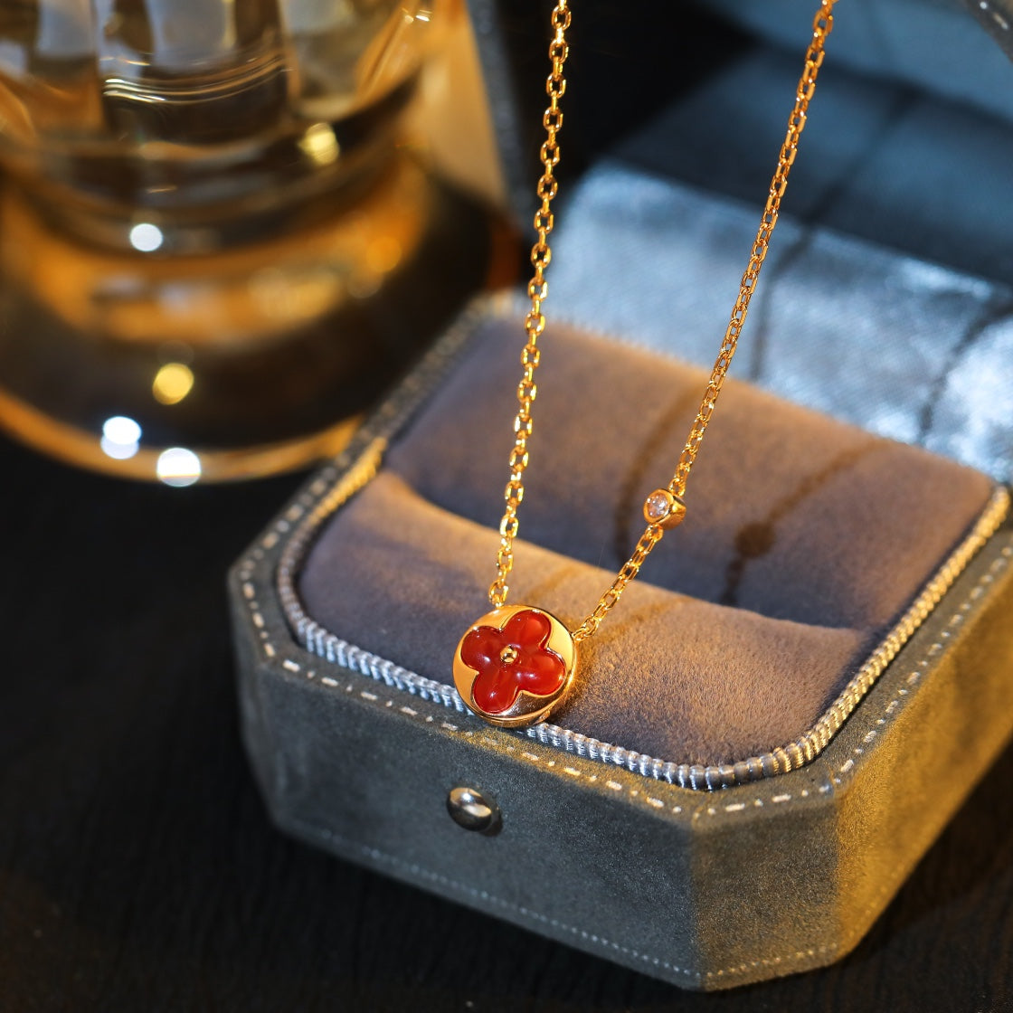[⭐Shinejoy]SUN PEDANT PINK GOLD 1 DIAMOND NECKLACE