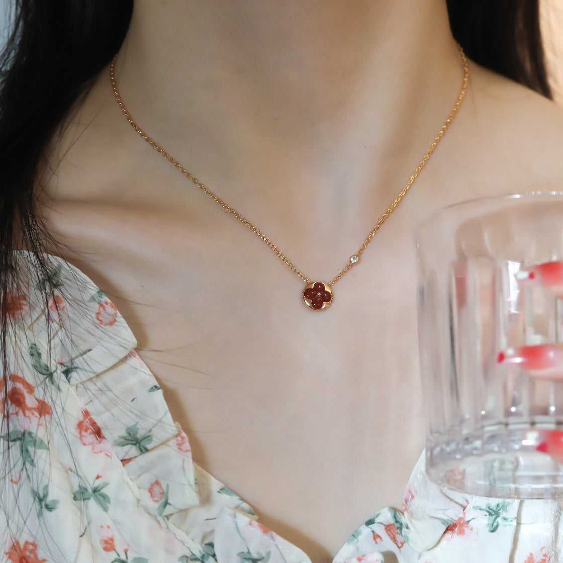 [⭐Shinejoy]SUN PEDANT PINK GOLD 1 DIAMOND NECKLACE