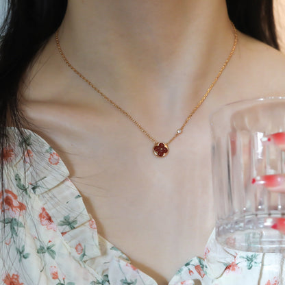 [⭐Shinejoy]SUN PEDANT PINK GOLD 1 DIAMOND NECKLACE