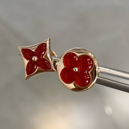 [⭐Shinejoy]STAR AND SUN PINK GOLD CARNELIAN STUD EARRINGS