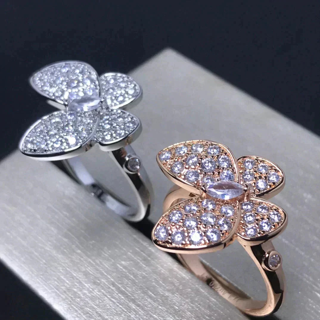 [⭐Shinejoy]BUTTERFLY PINK GOLD DIAMOND RING