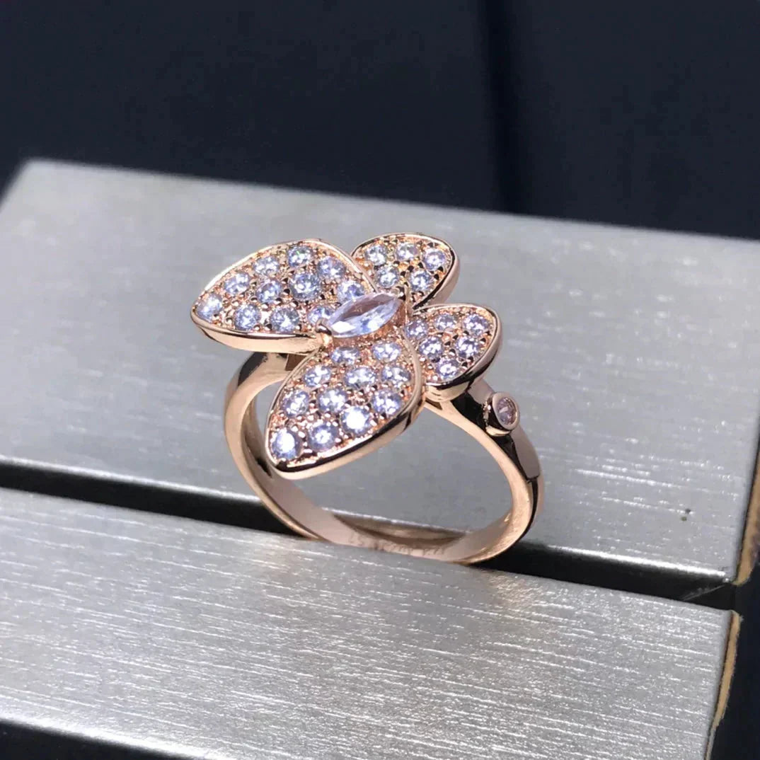 [⭐Shinejoy]BUTTERFLY PINK GOLD DIAMOND RING