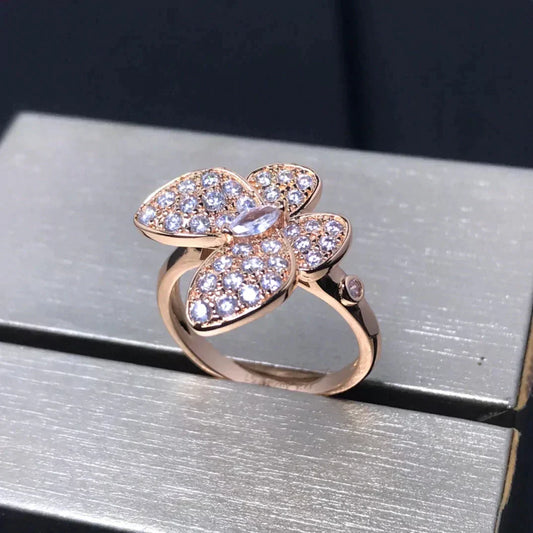 [⭐Shinejoy]BUTTERFLY PINK GOLD DIAMOND RING