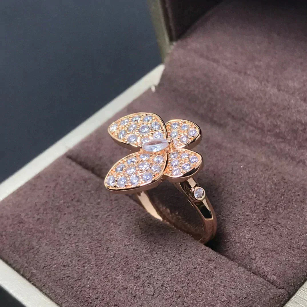 [⭐Shinejoy]BUTTERFLY PINK GOLD DIAMOND RING