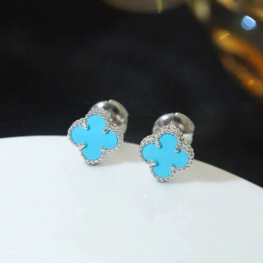 [⭐Shinejoy]CLOVER MINI 9.5MM ONYX STUD EARRINGS SILVER