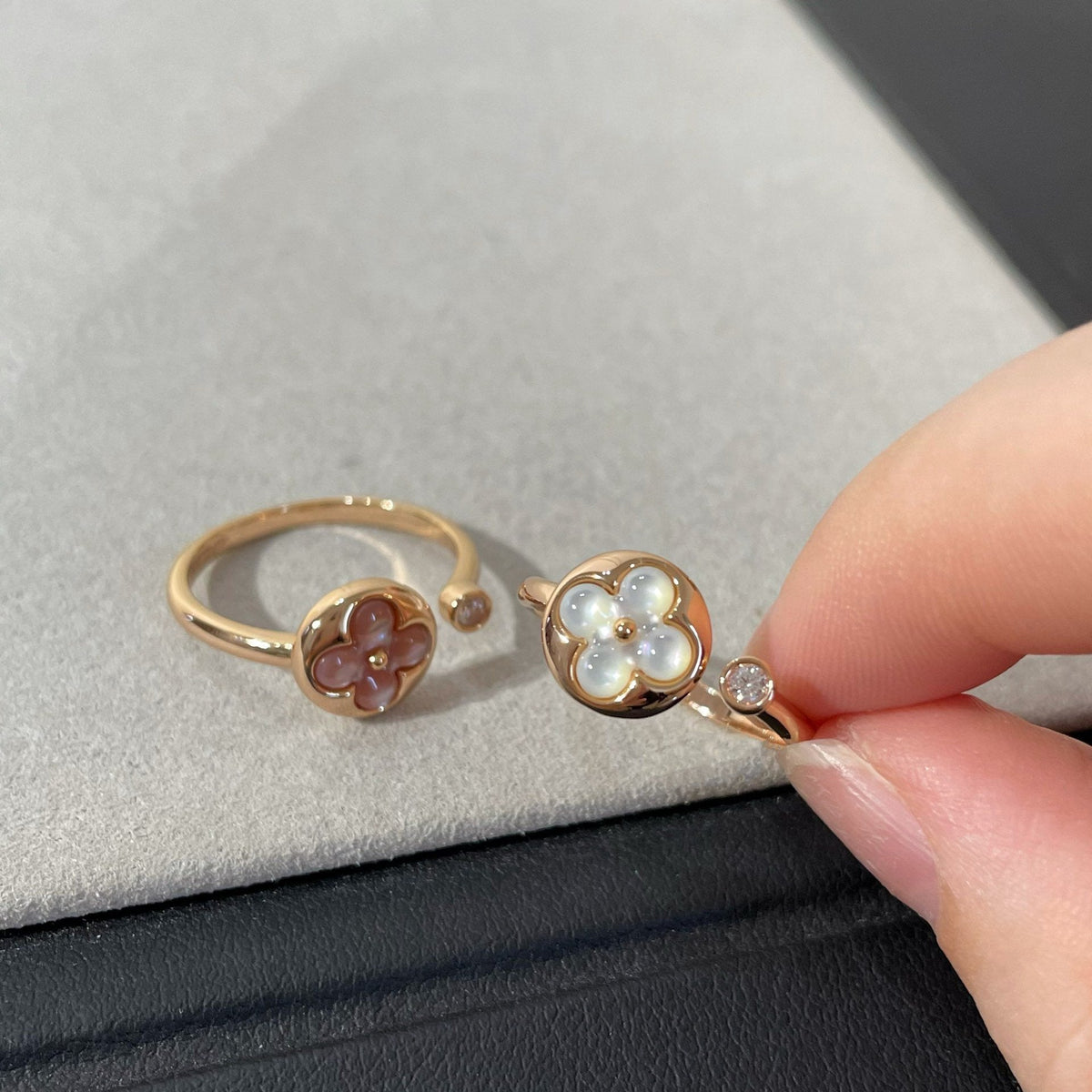 [⭐Shinejoy]SUN 1 DIAMOND PINK MOP RING