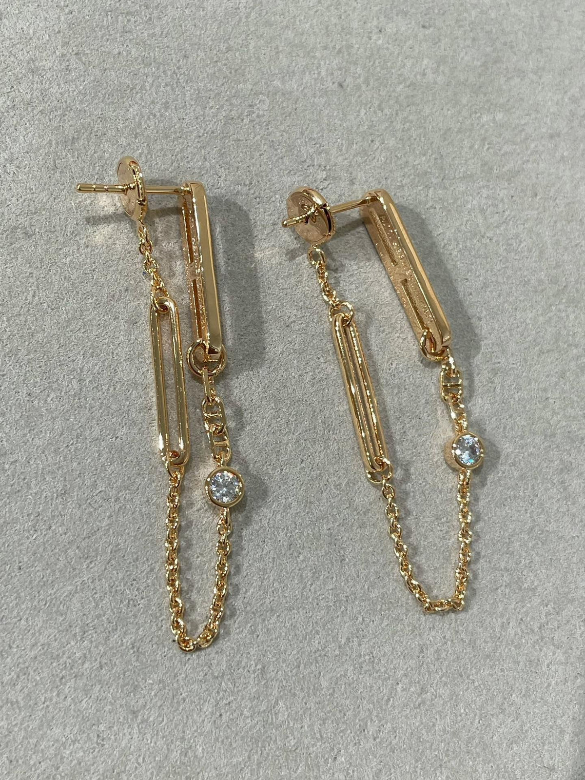 [⭐Shinejoy]CHAINE CHAOS DIAMOND DROP EARRINGS