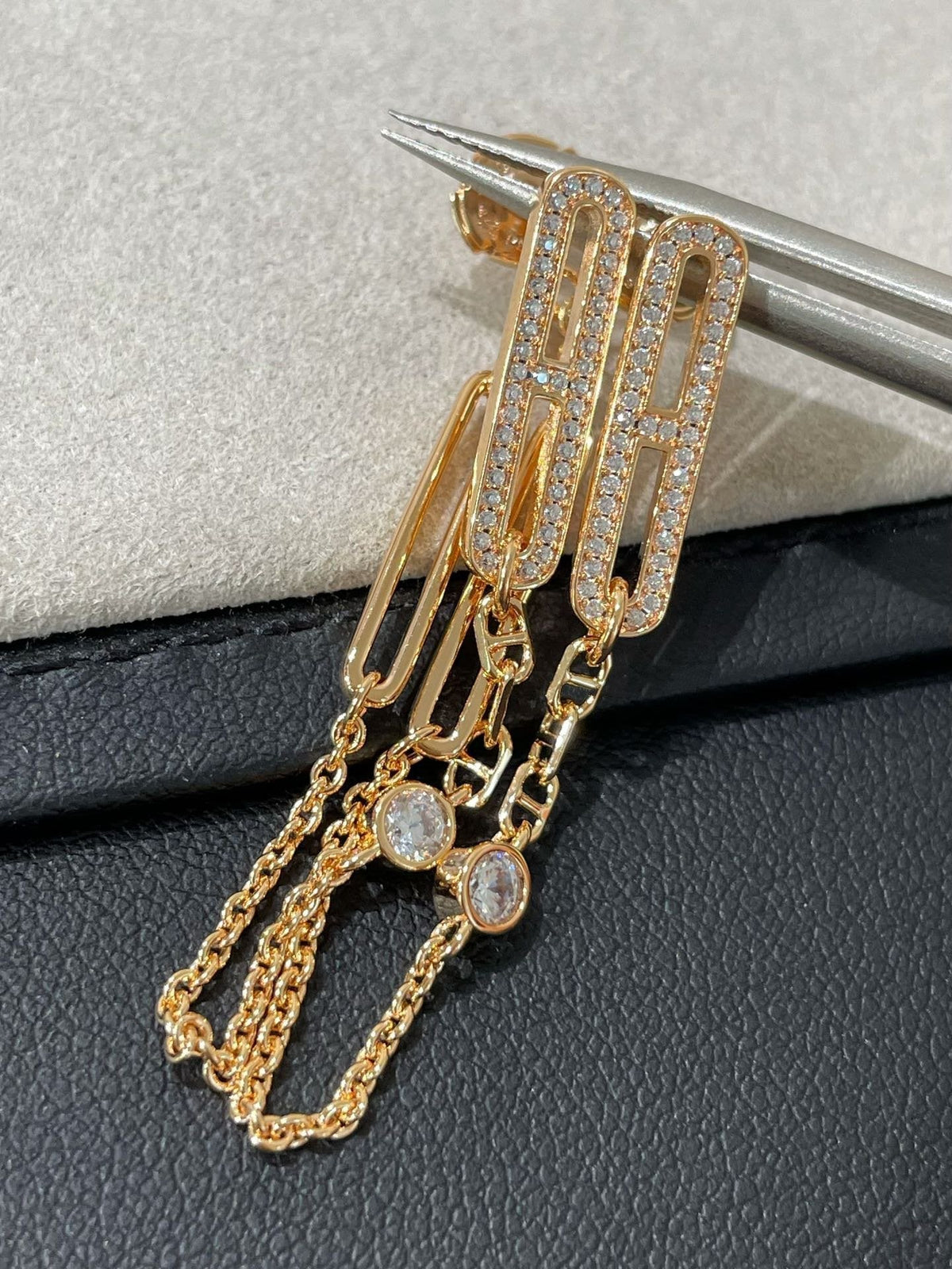 [⭐Shinejoy]CHAINE CHAOS DIAMOND DROP EARRINGS