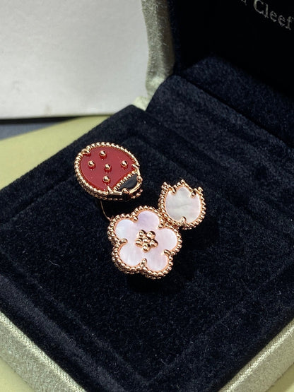 [⭐Shinejoy]LUCKY 3 MOTIF ROSE GOLD RING