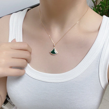 [⭐Shinejoy]DREAM MALACHITE DIAMOND PAVED PINK GOLD NECKLACE