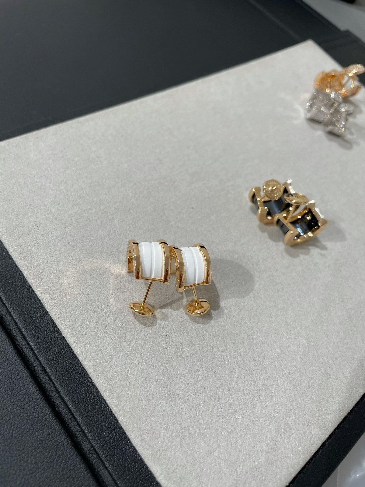 [⭐Shinejoy]ZERO 1 PINK GOLD CERAMIC EARRINGS