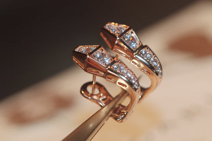 [⭐Shinejoy]SERPENT PINK GOLD DIAMOND EARRINGS