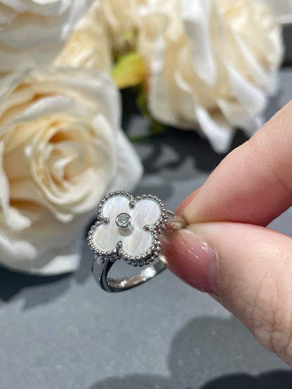 [⭐Shinejoy]CLOVER SILVER MOP DIAMOND RING