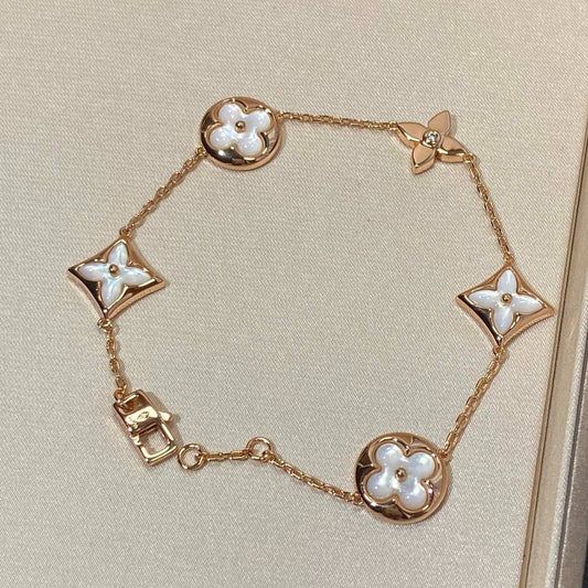 [⭐Shinejoy]STAR AND SUN 5 MOTIF MOP PINK GOLD BRACELET