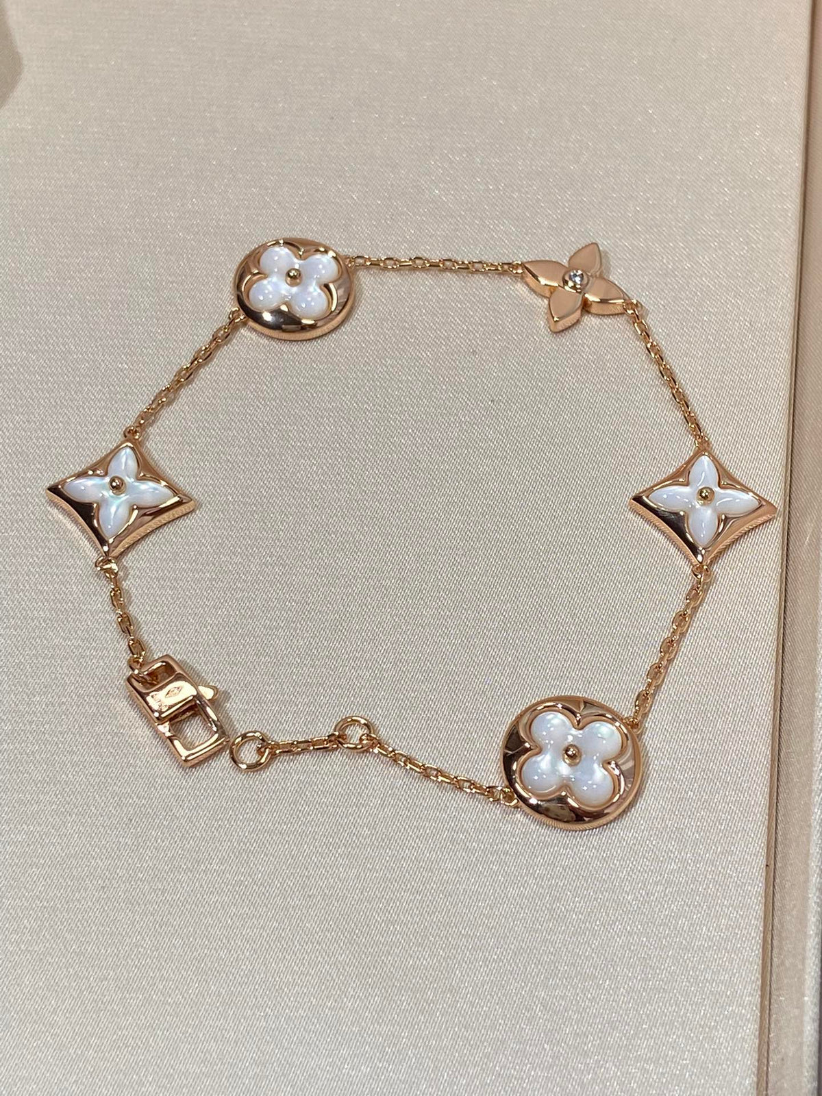 [⭐Shinejoy]STAR AND SUN 5 MOTIF MOP PINK GOLD BRACELET