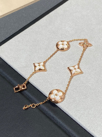 [⭐Shinejoy]STAR AND SUN 5 MOTIF MOP PINK GOLD BRACELET