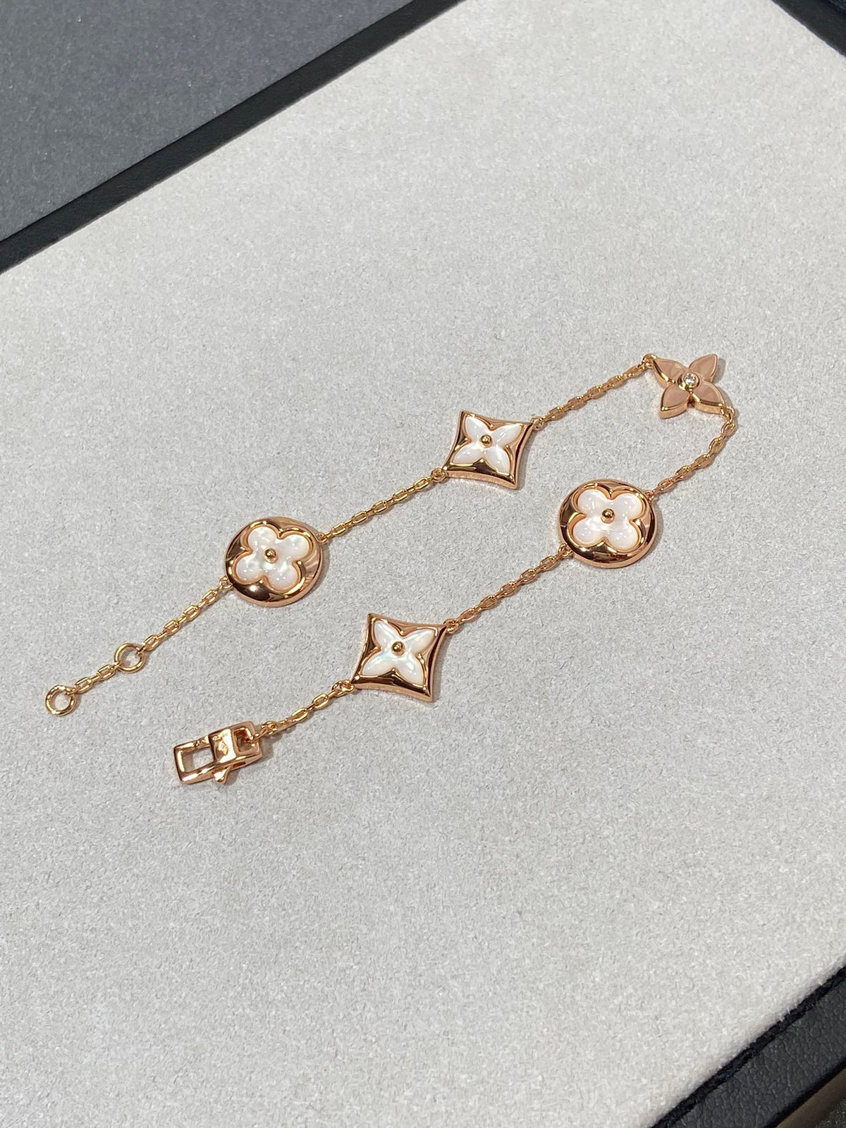 [⭐Shinejoy]STAR AND SUN 5 MOTIF MOP PINK GOLD BRACELET
